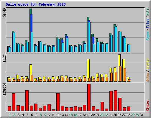 Daily usage for February 2025