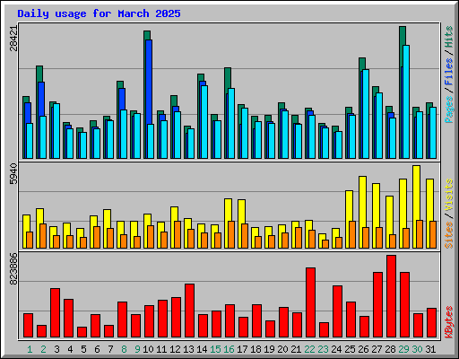 Daily usage for March 2025